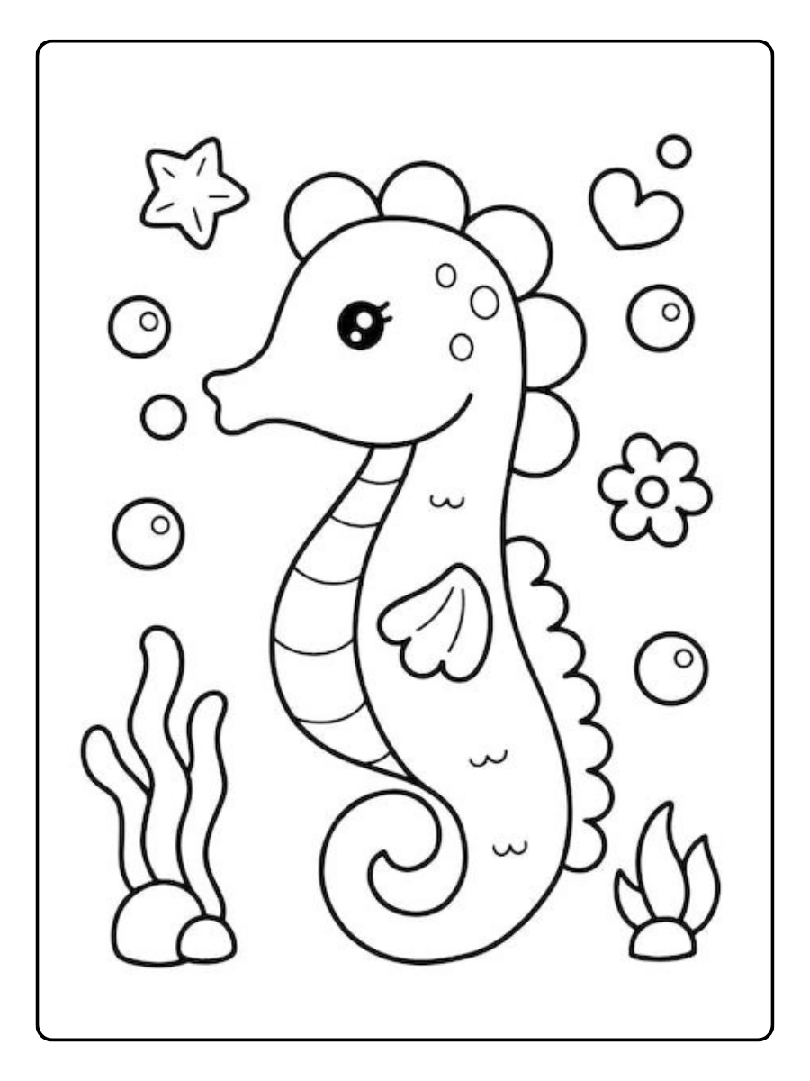 caballito de mar dibujo educativo