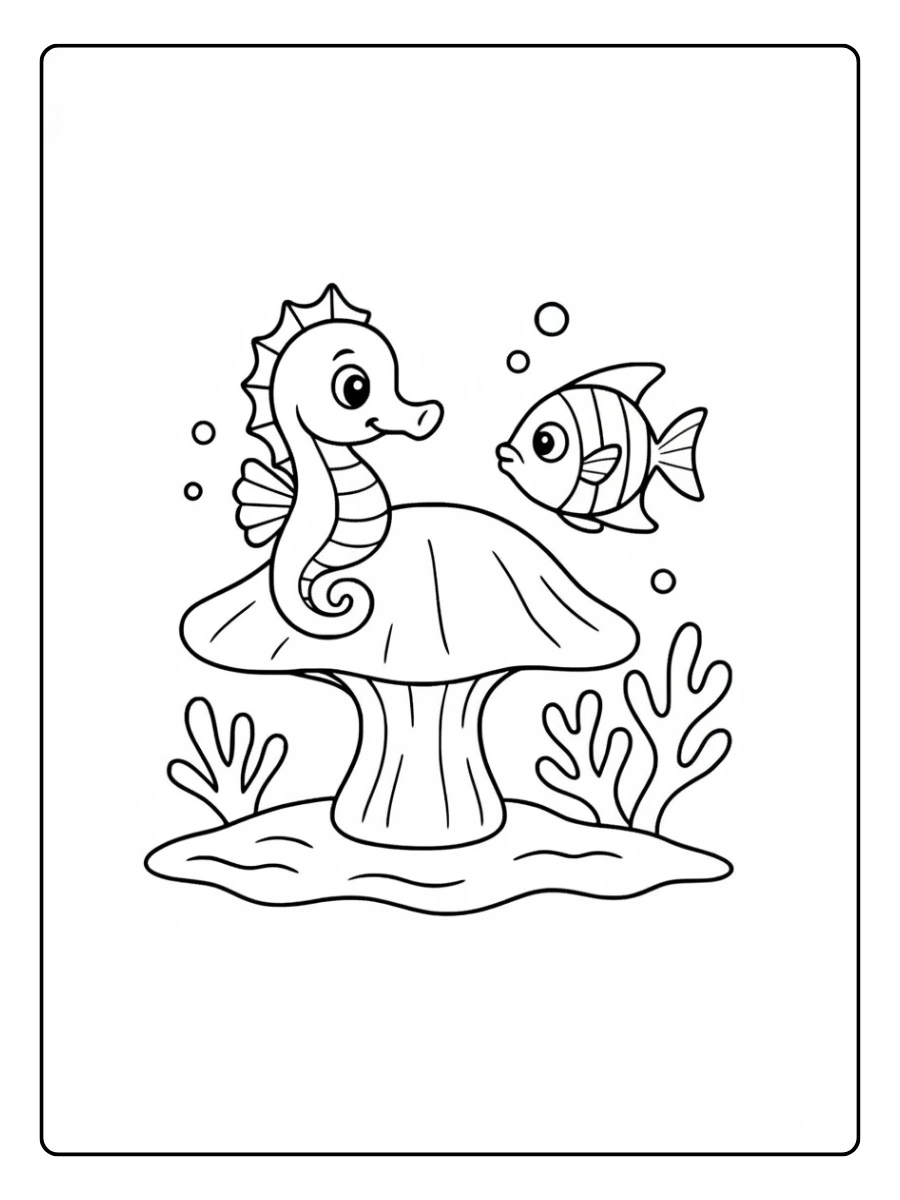 caballito de mar dibujo facil ninos