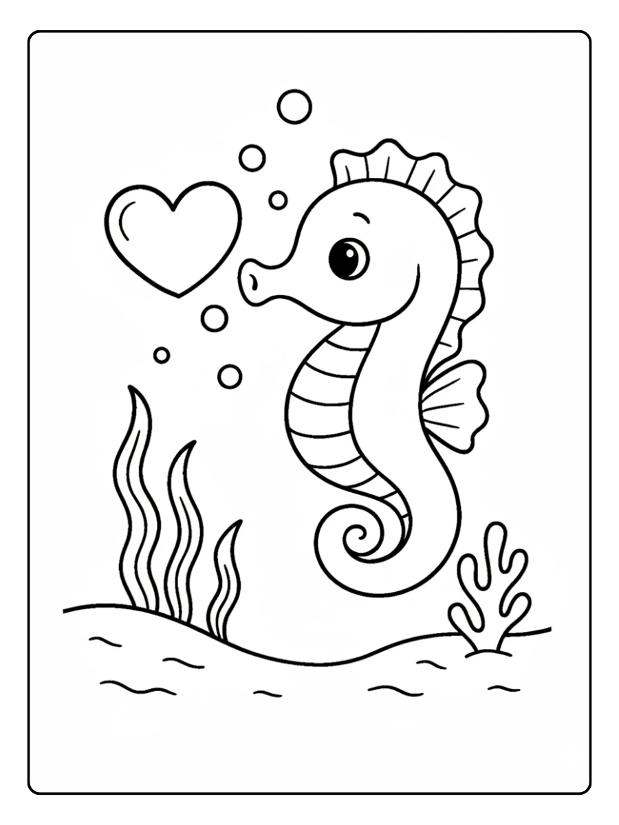 caballito de mar divertido para colorear