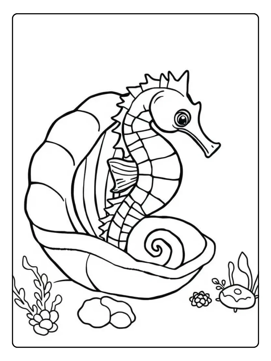caballito de mar gratis para colorear