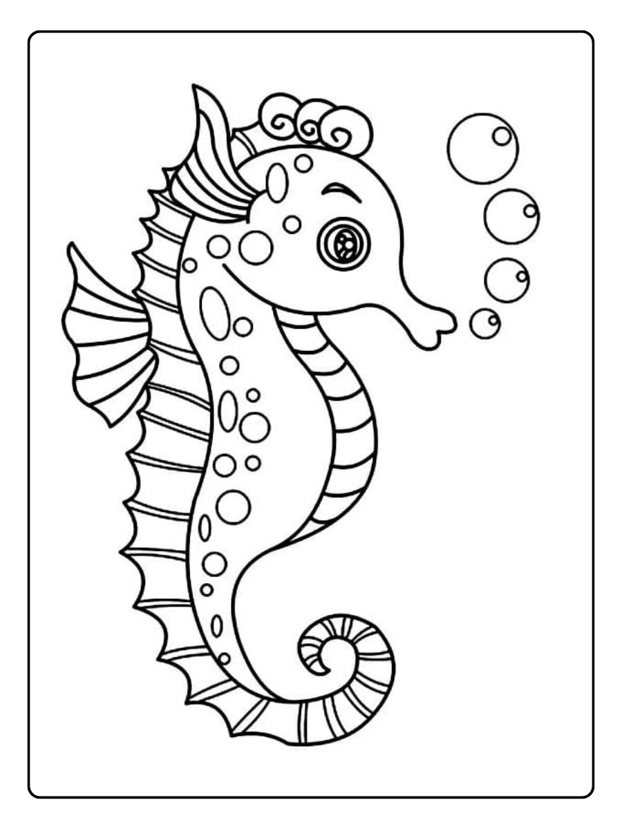 caballito de mar infantil colorear