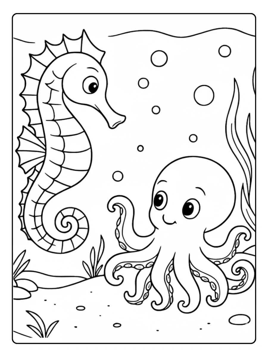 caballito de mar lineart colorear