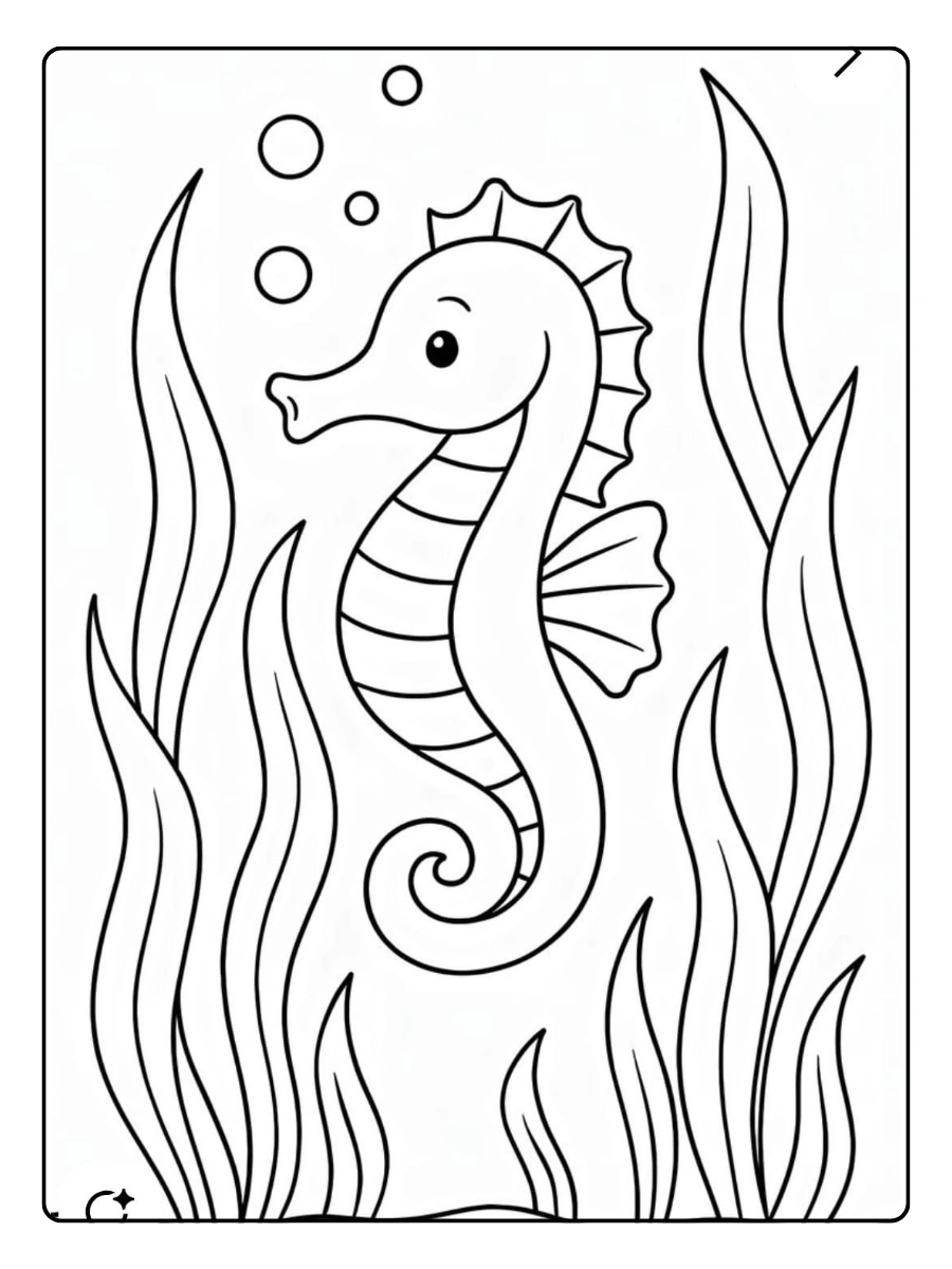 caballito de mar para colorear