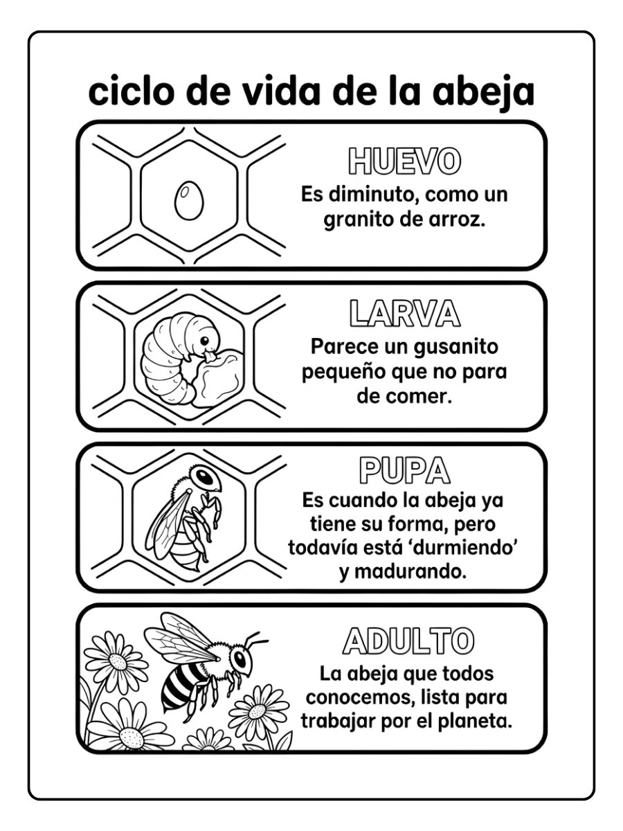 ciclo de vida de la abeja para colorear (2)