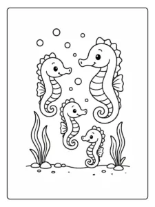colorear animales caballito de mar