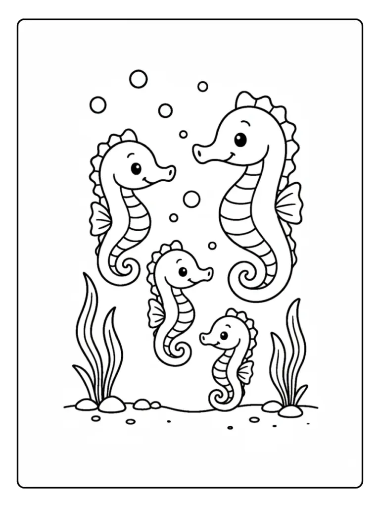 colorear animales caballito de mar