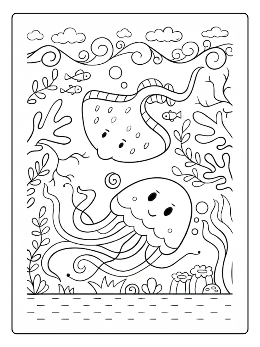 colorear animales mantarraya