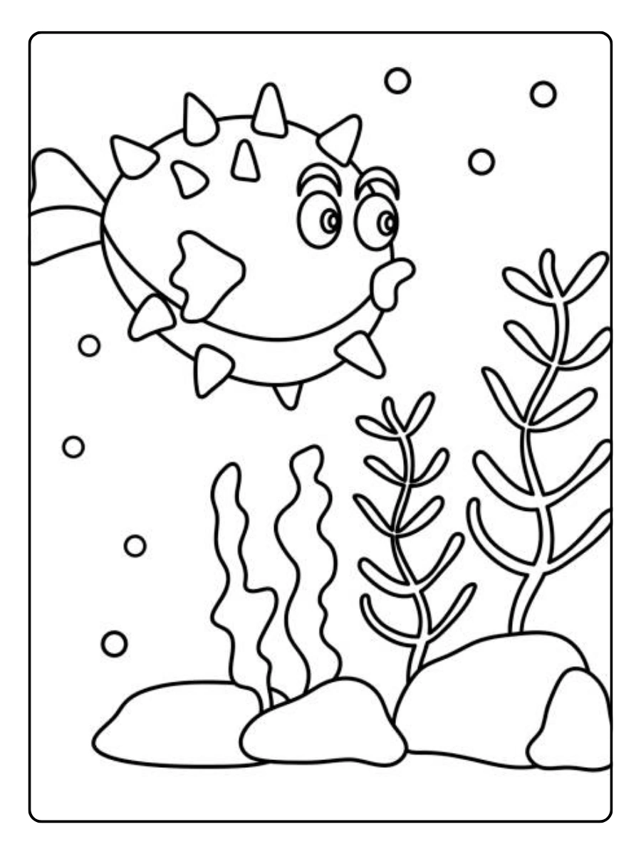 colorear animales pez globo