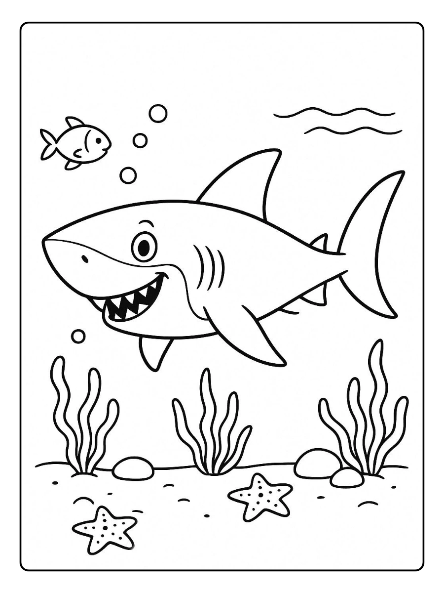 colorear tiburon facil para colorear