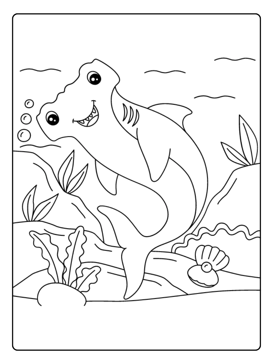 colorear tiburon martillo facil