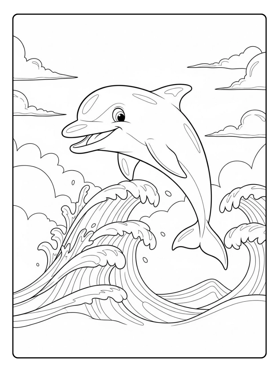 delfin lineart colorear