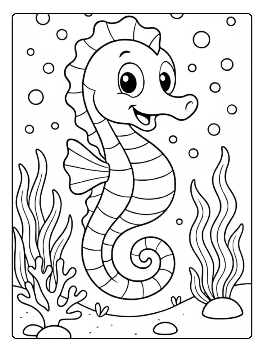 dibujo caballito de mar para colorear