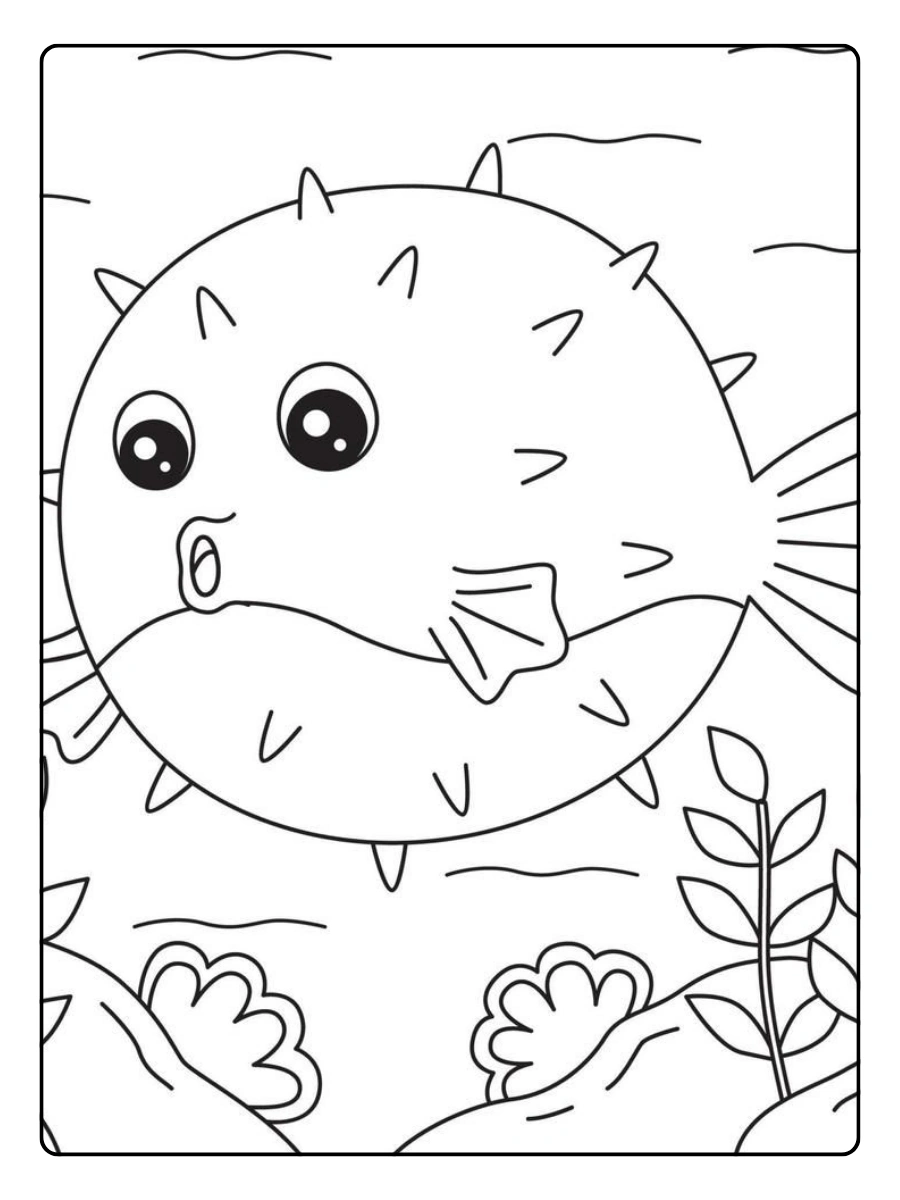 dibujo pez globo para colorear