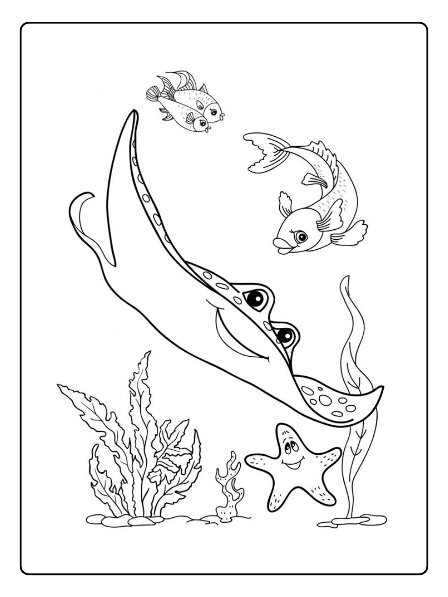 mantarraya dibujo educativo