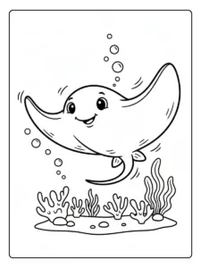 mantarraya divertido para colorear