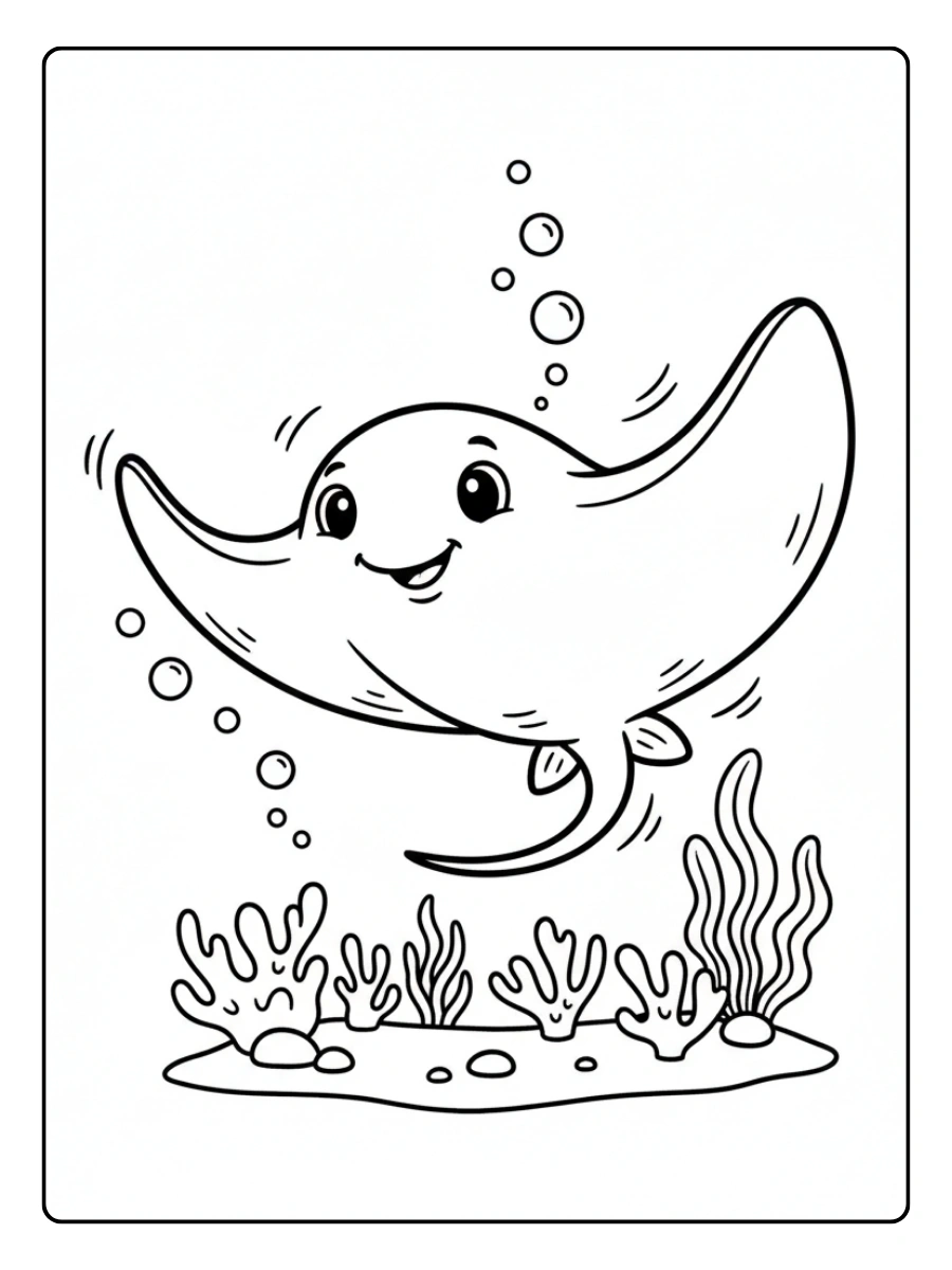 mantarraya divertido para colorear