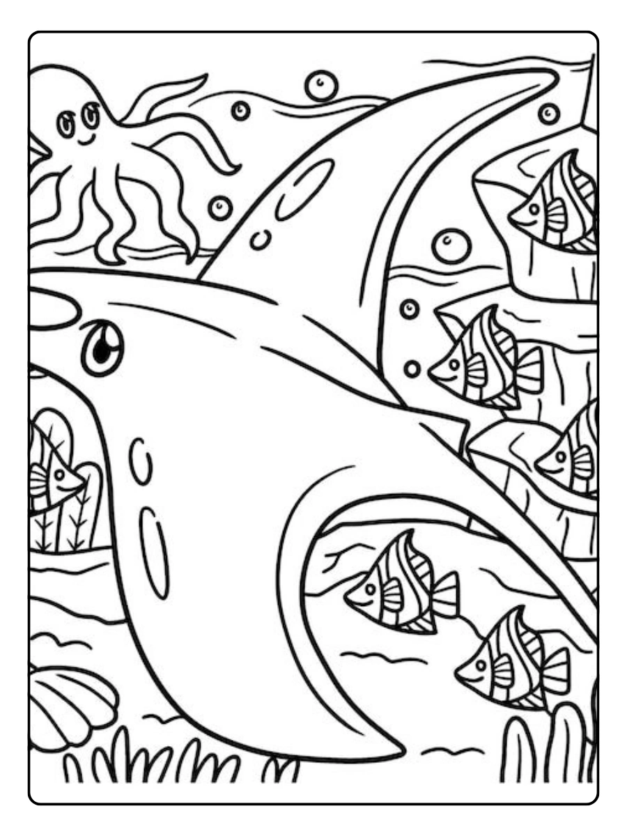 mantarraya infantil colorear