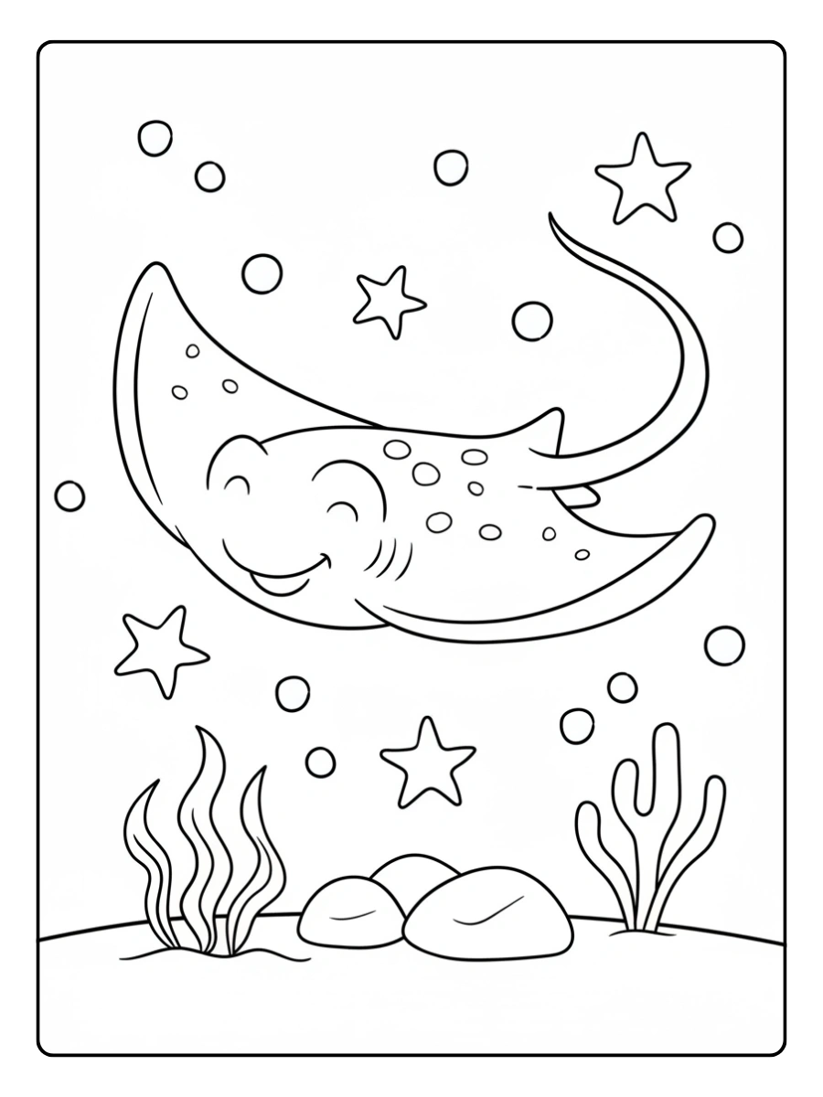 mantarraya lineart colorear