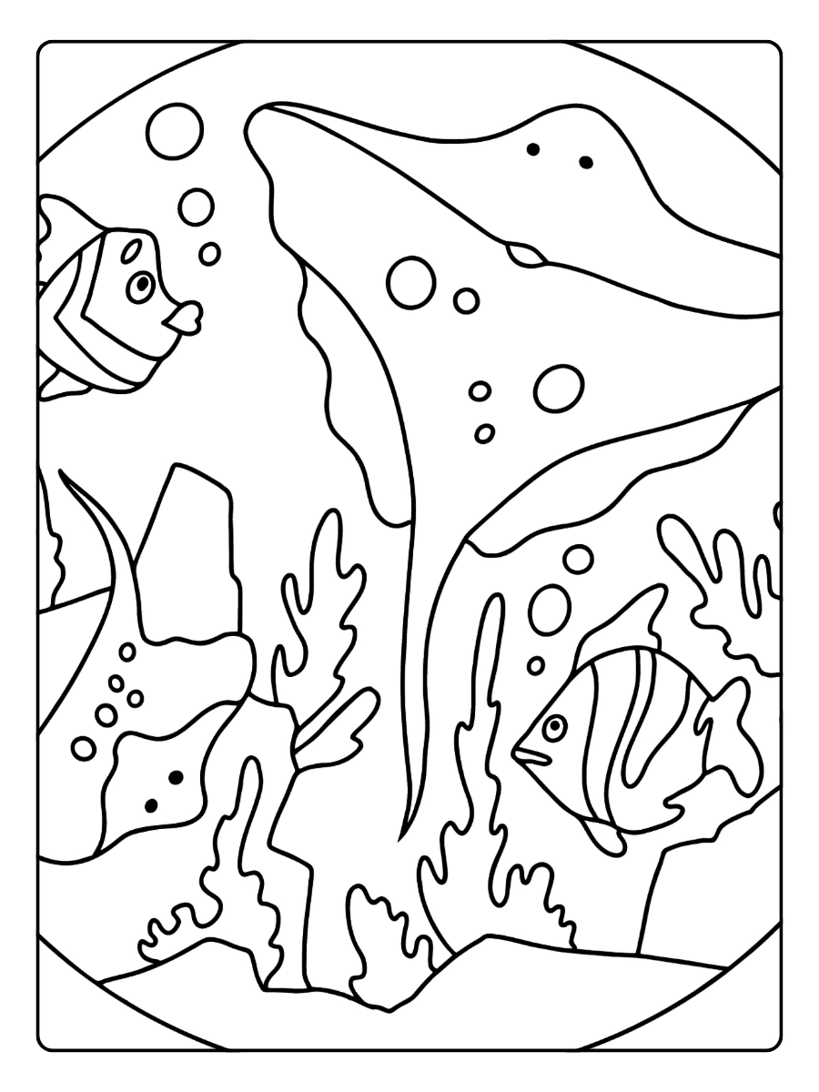 mantarraya simple para pintar