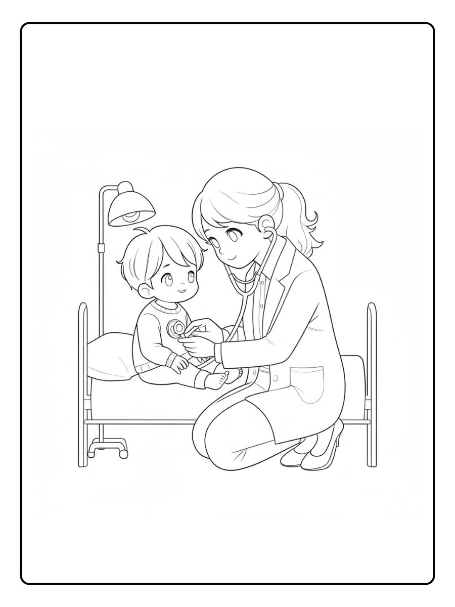 médico examinando a un niño pequeñopara colorear preescolaralebrije volando suavealebrije caminando curiosoalebrije hecho de estrellas grandeshecho solo con círculos grandes