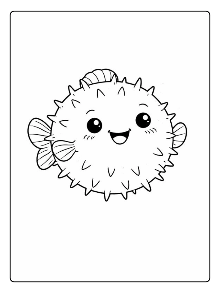 pez globo caricatura colorear