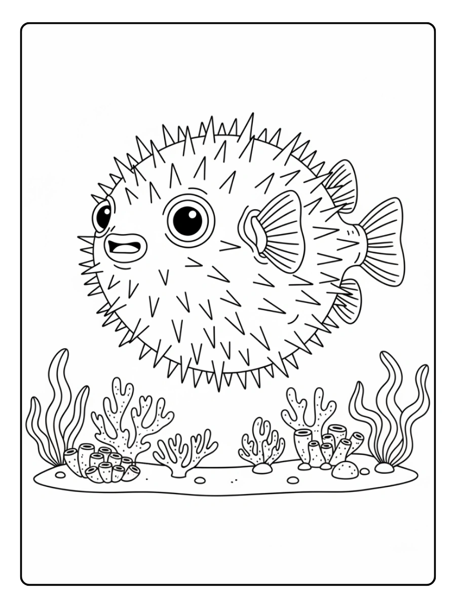 pez globo dibujo educativo