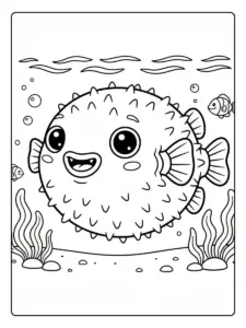 pez globo dibujo para ninos para colorear