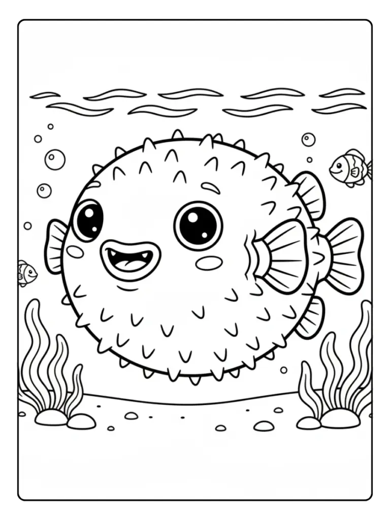 pez globo dibujo para ninos para colorear