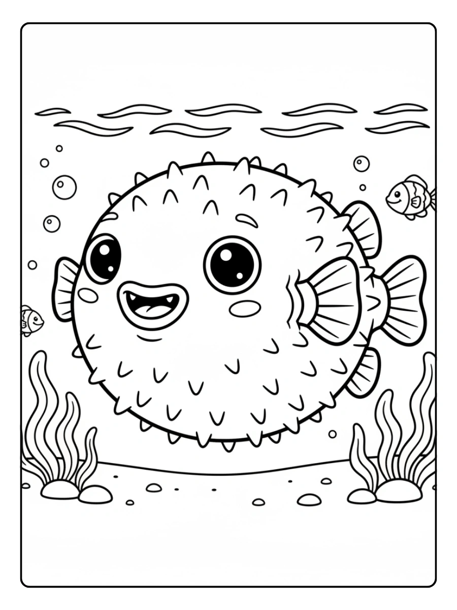 pez globo dibujo para ninos para colorear