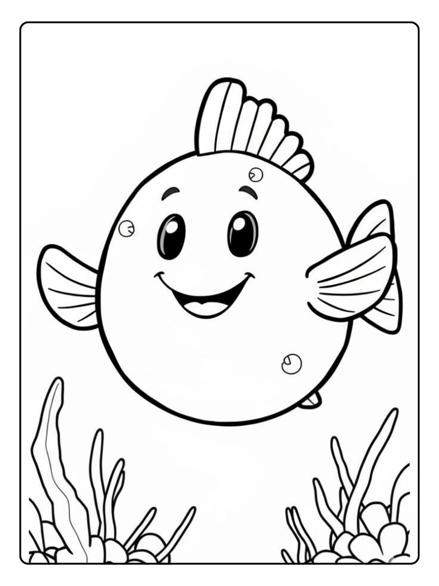 pez globo divertido para colorear