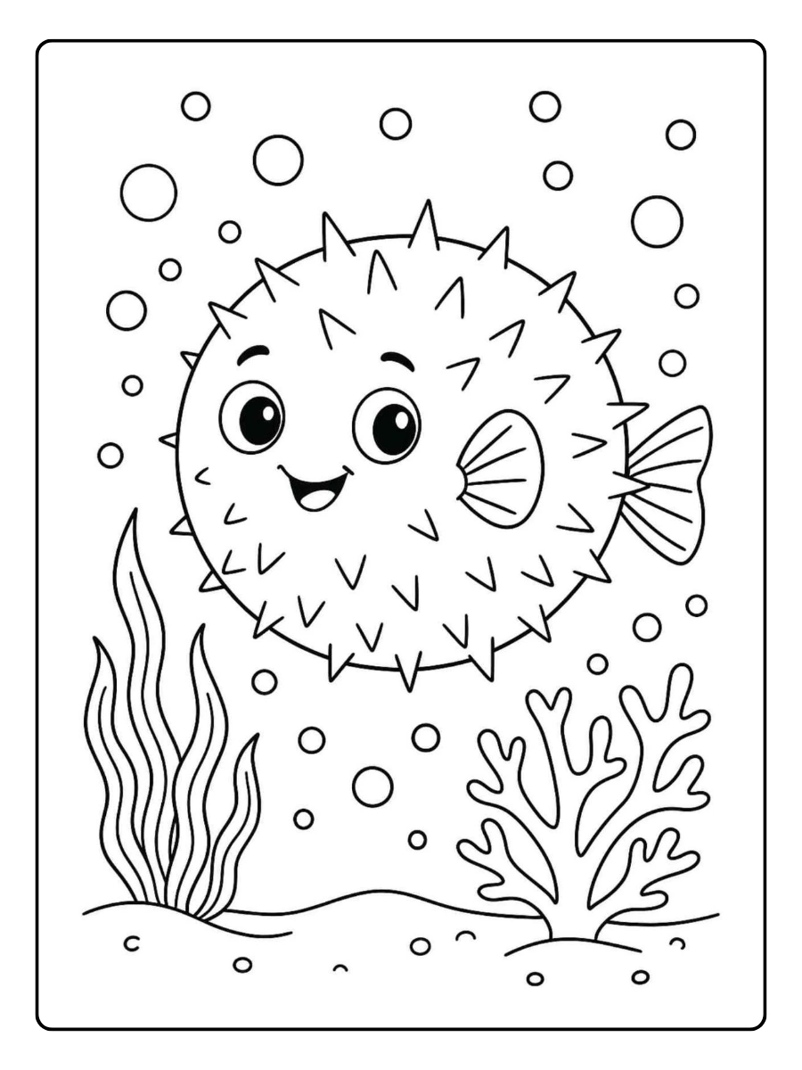 pez globo infantil colorear