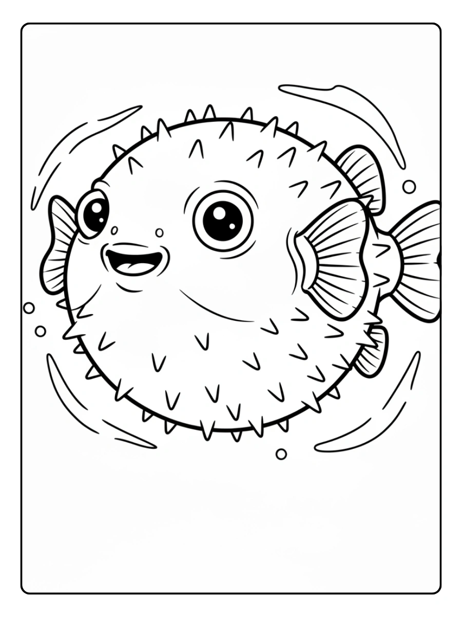 pez globo lineart colorear