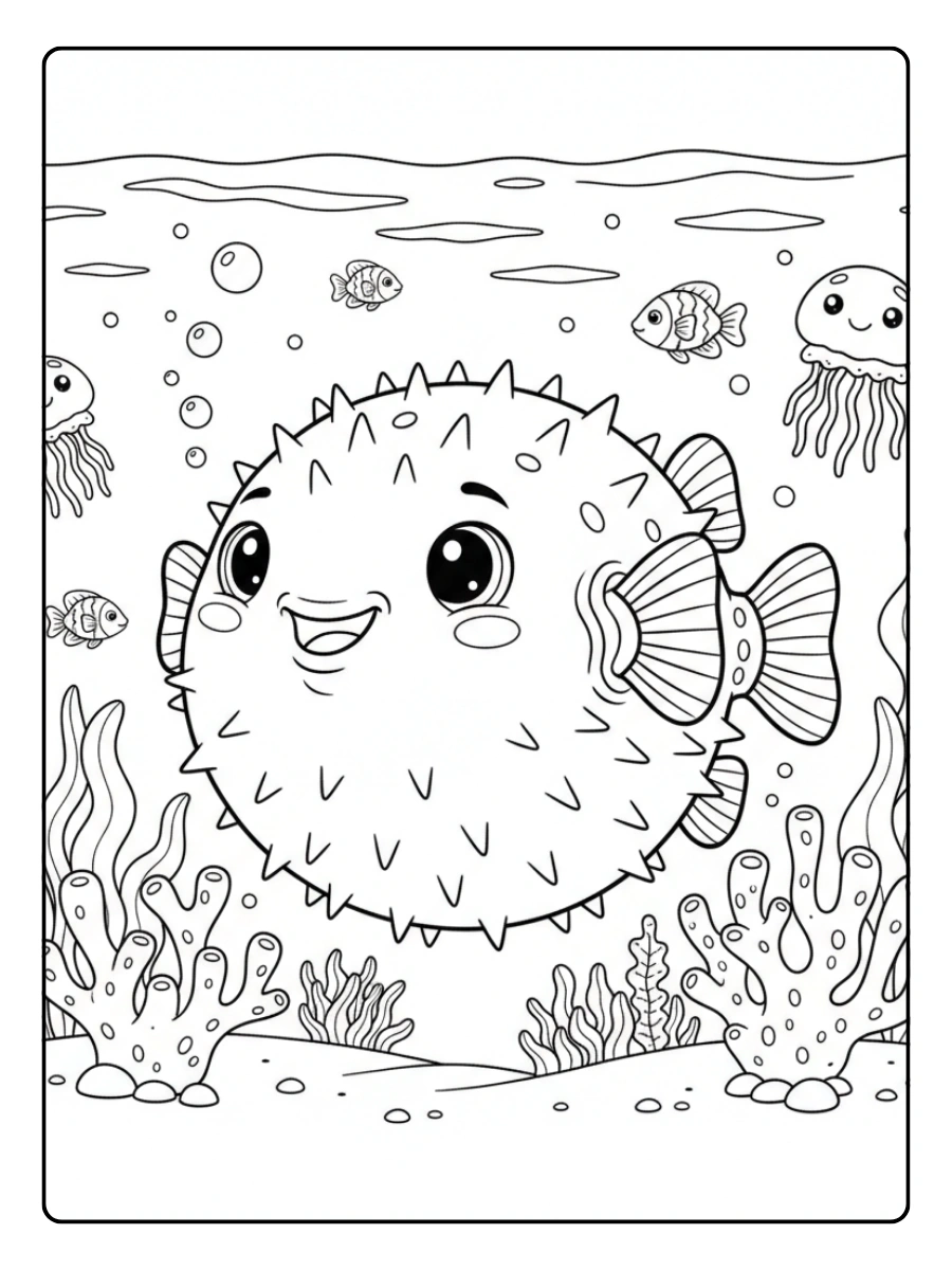 pez globo para colorear