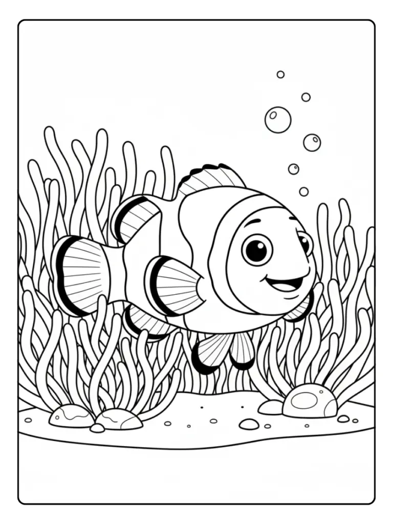 pez payaso dibujo educativo para colorear