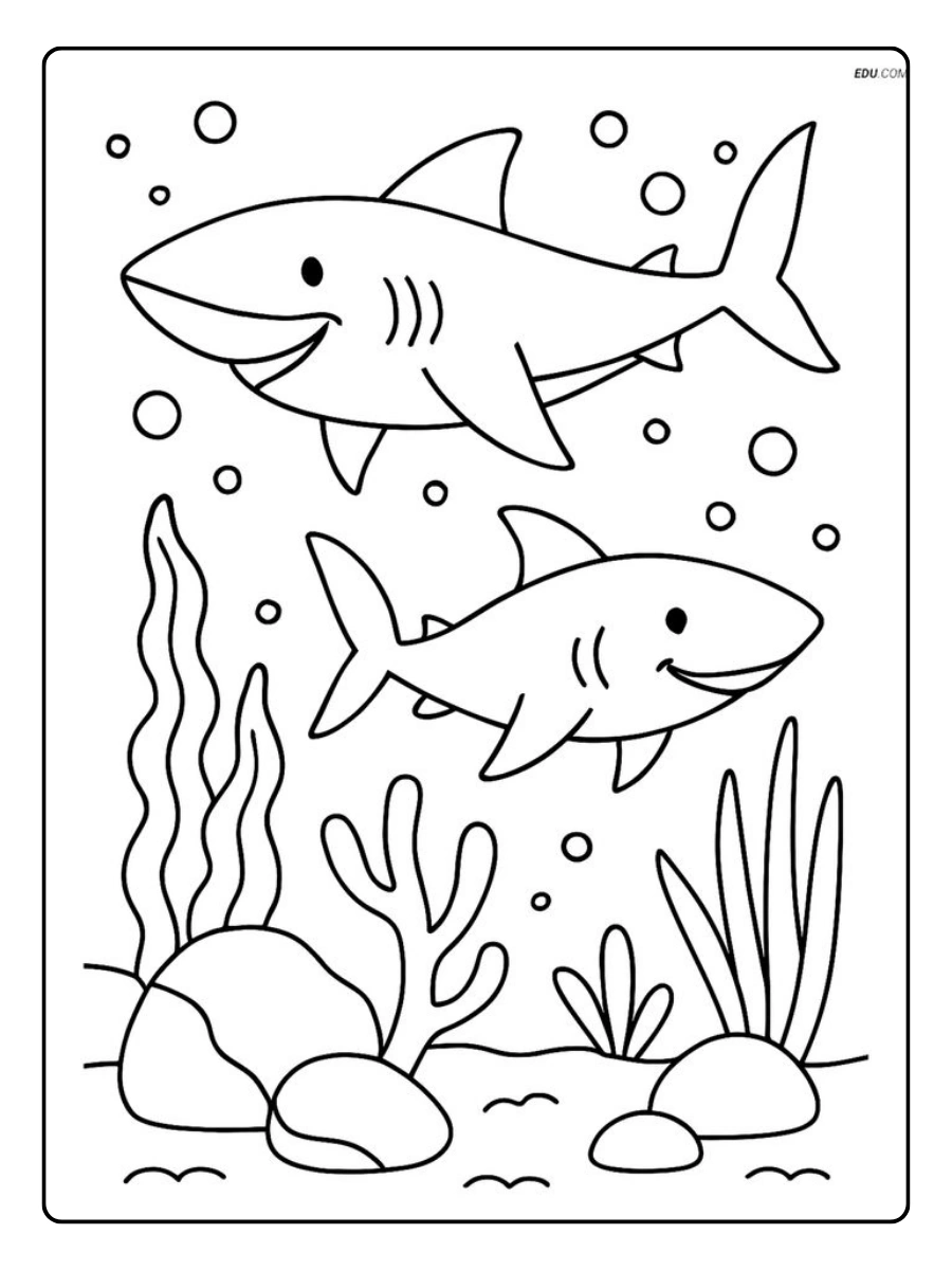 dibujos de tiburones para colorear