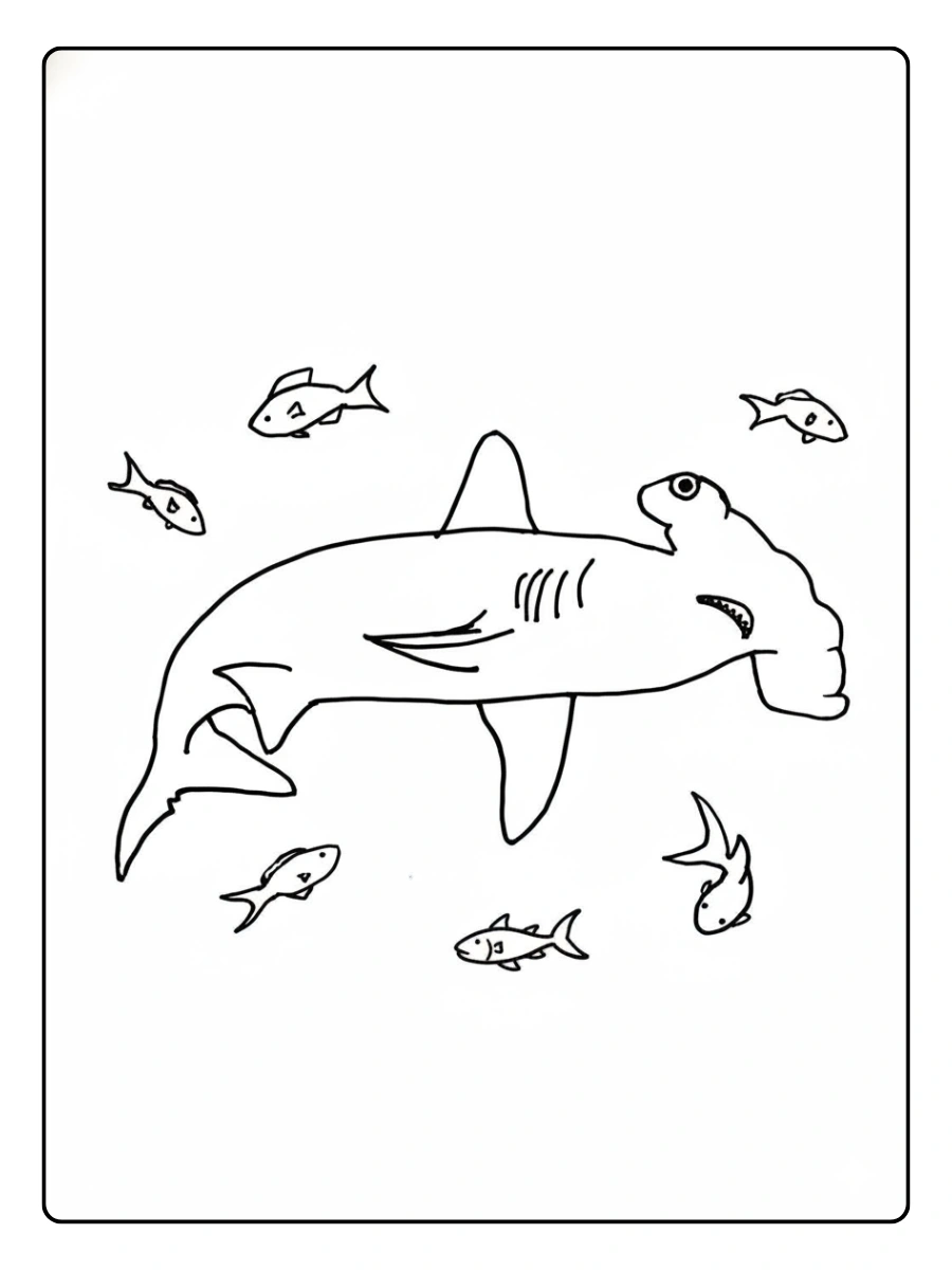 tiburon martillo caricatura colorear