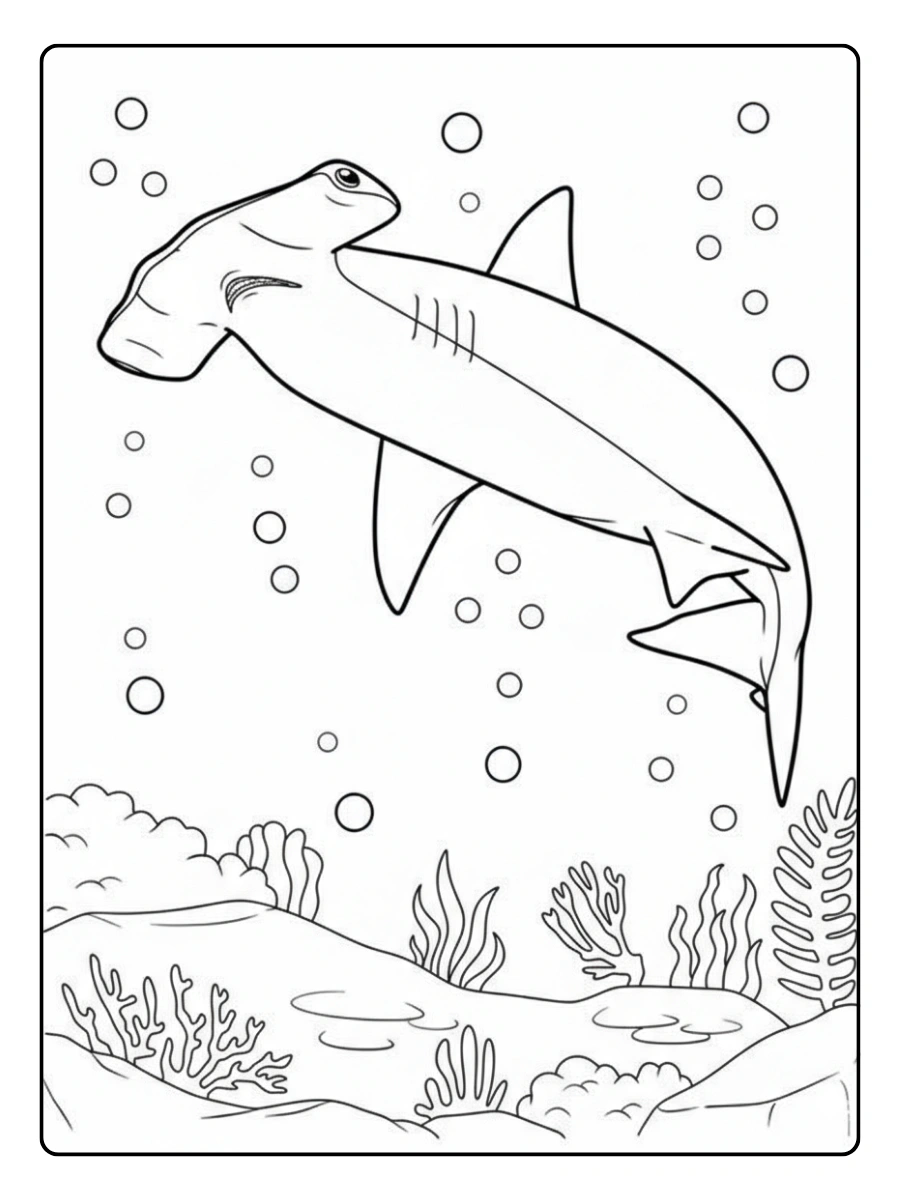 tiburon martillo dibujo para ninos