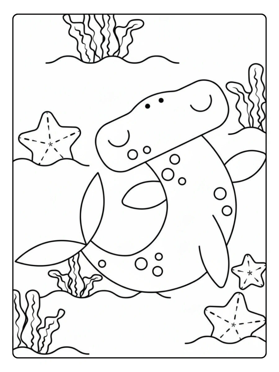 tiburon martillo lineart colorear